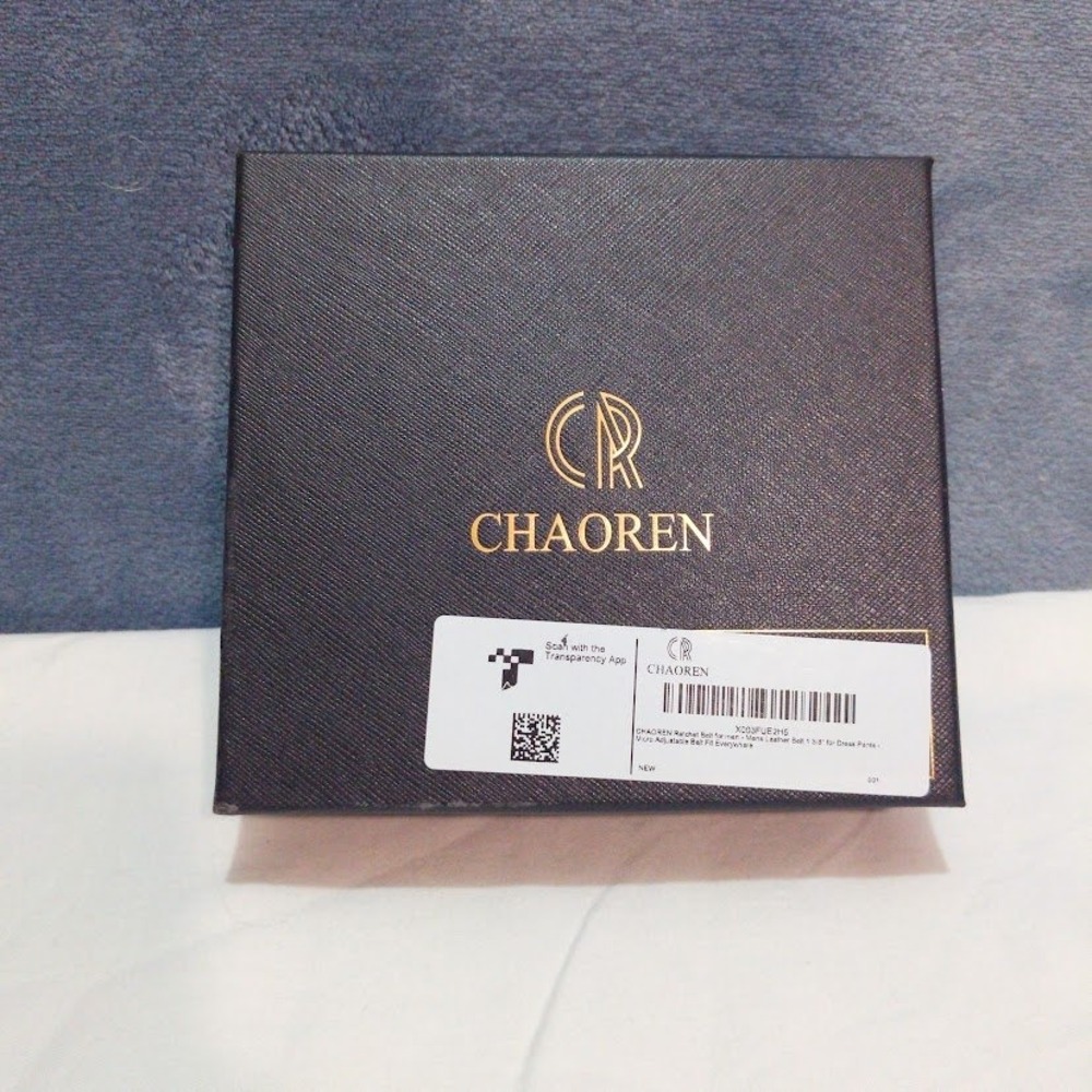 CHAOREN Mens Ratchet Belt Black Leather Micro Adjustable Dress Belt Holeless NIB - Picture 2 of 7